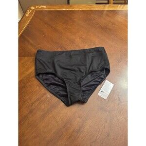 Lands' End Womens Retro Tummy Control High Waist Bikini Bottoms Black 12 New